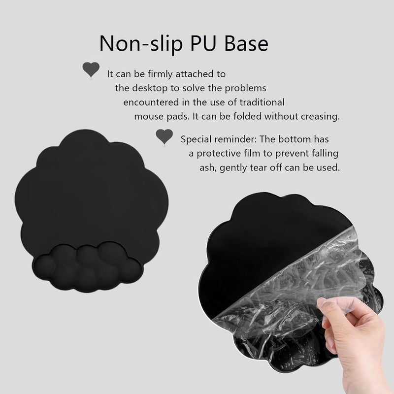 WFCYGL Cloud Wrist Rest Keyboard Ergonomic Wrist Pad for Keyboard and Mouse Coaster Cloud Mouse Pad Set Leather PU Non-Slip Wrist Rest Support for Computer Laptop Gaming Mac Home Office Relief Pain Black - Image 5